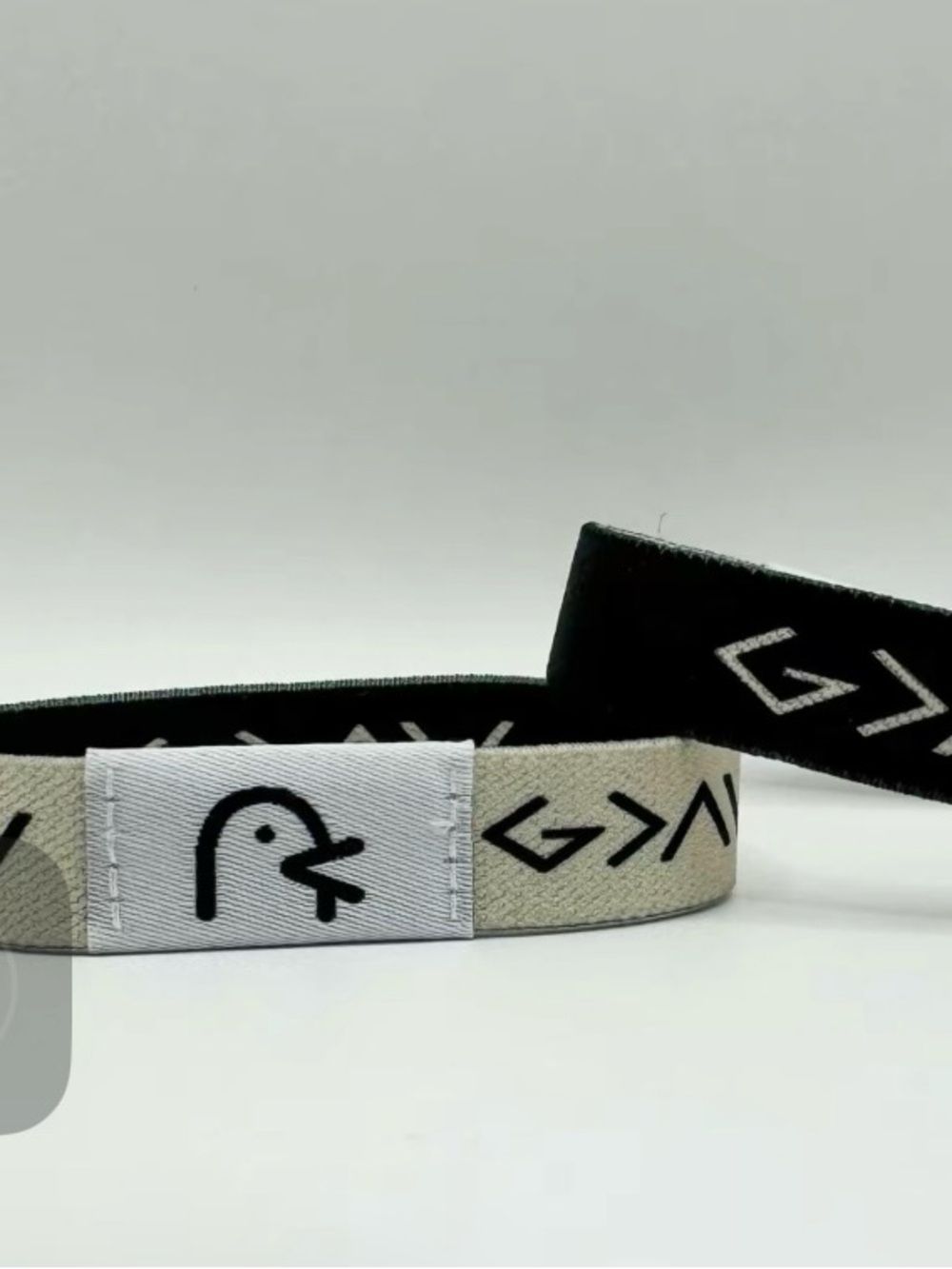 Minimalist Black & Cream Canvas Bracelet with Icon Logo